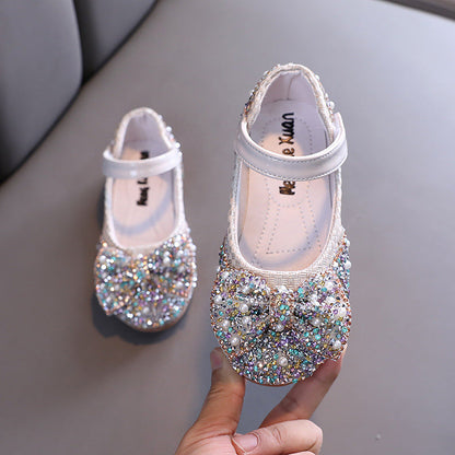 New Girls' Rhinestone Bow Princess Dress