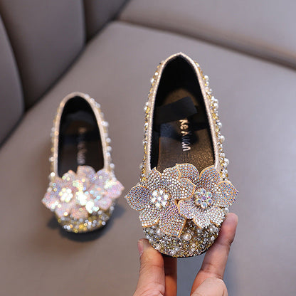New Baby Princess Rhinestone Leather Shoes
