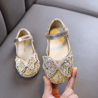 Cute Girls Princess Diamond Leather Shoes Dance Shoes