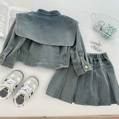 Girls Autumn Elegant Outfit Girls Fall School Outfit Two-Piece Set