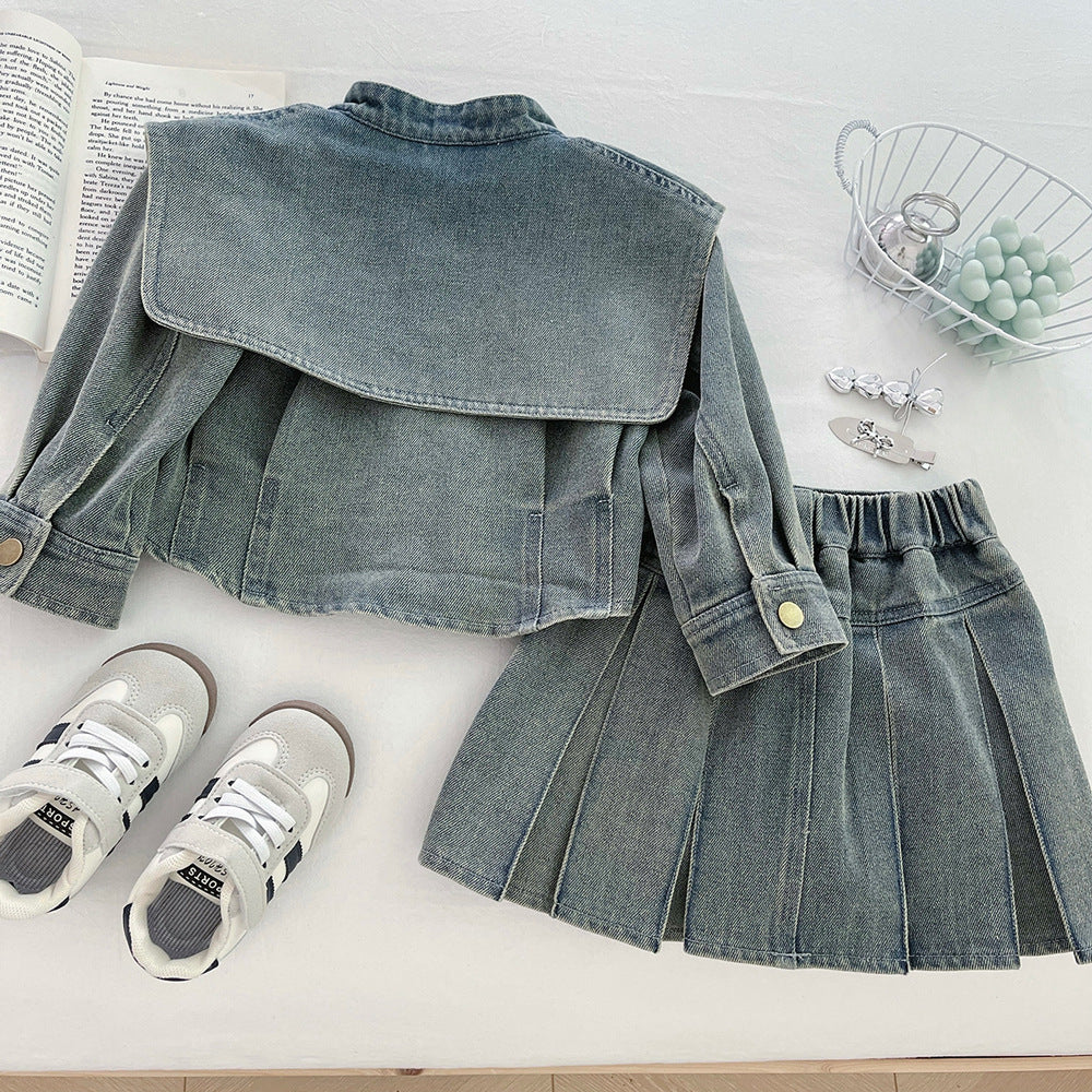Girls Autumn Elegant Outfit Girls Fall School Outfit Two-Piece Set