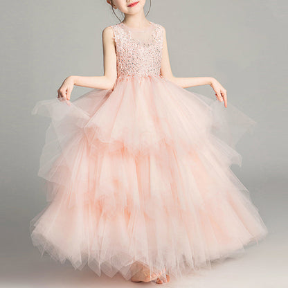 Girl Pageant Princess Dress Baby Girl Bow Net Gauze Birthday Party Formal Dresses