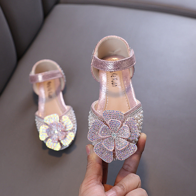 Girls New Princess Rhinestone Leather Shoes