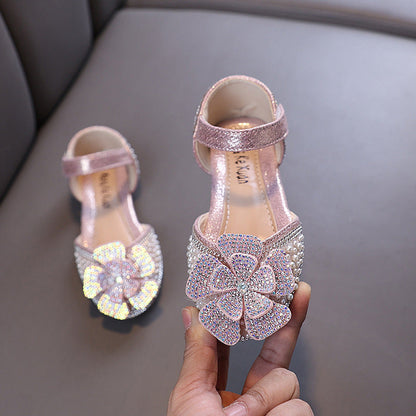 Girls New Princess Rhinestone Leather Shoes