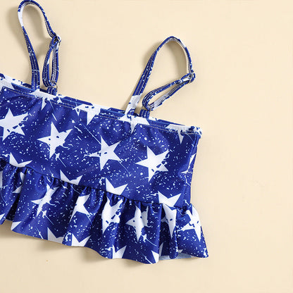 Girls' Star Print Swimsuit Two-Piece Set
