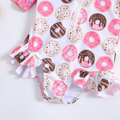 Cute Children's Swimsuit Girls One-piece Swimsuit Set