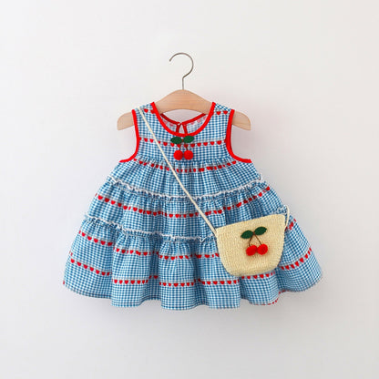 Girls Summer Plaid Dress Girls Vacation Dress