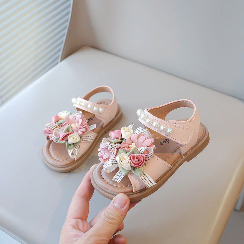 Girls' Flower Bow Soft-Soled Beach Shoes
