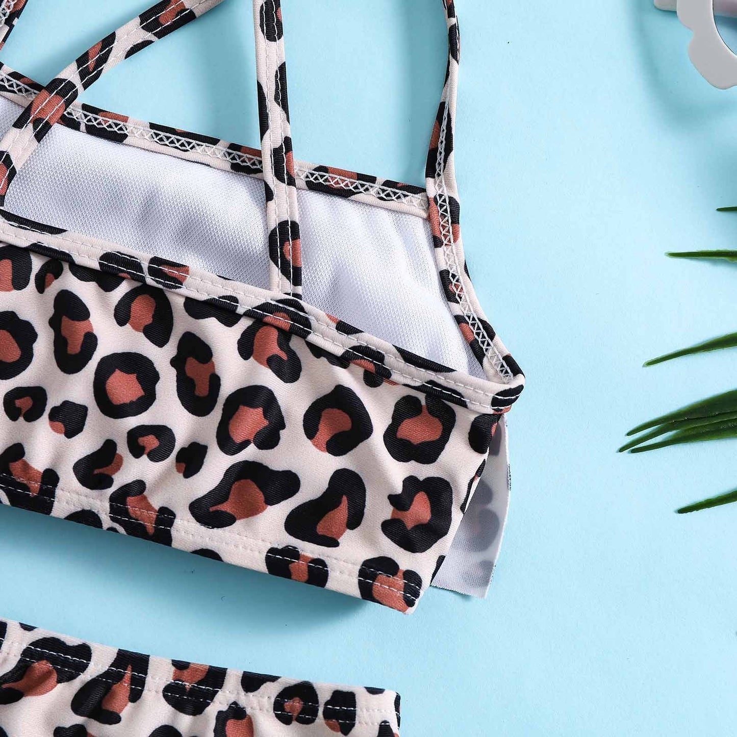 Girls Swimsuit Leopard Print Split Sling Girls Swimsuit Set