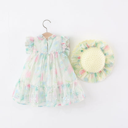 Baby Summer Floral Princess Dress Girls Vacation Dress