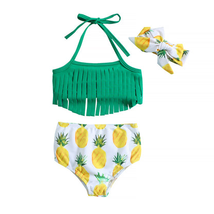 Baby Girls Swimsuit Set Cute Bikini 3-piece Bow Swimsuit