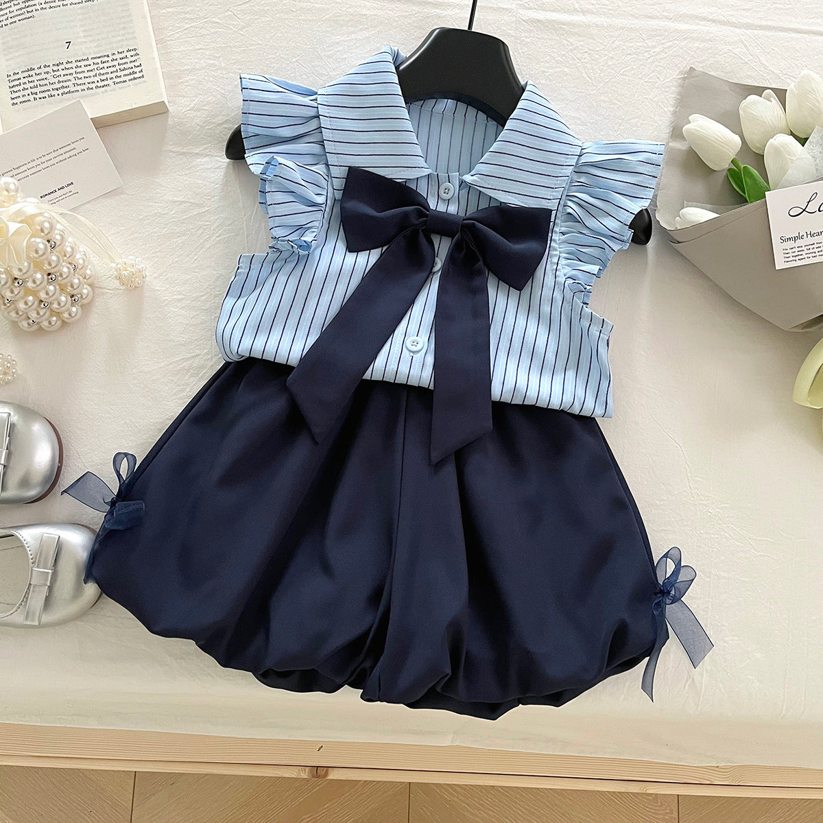 Girls Summer Preppy Outfit Girls Back to School Two-piece Set