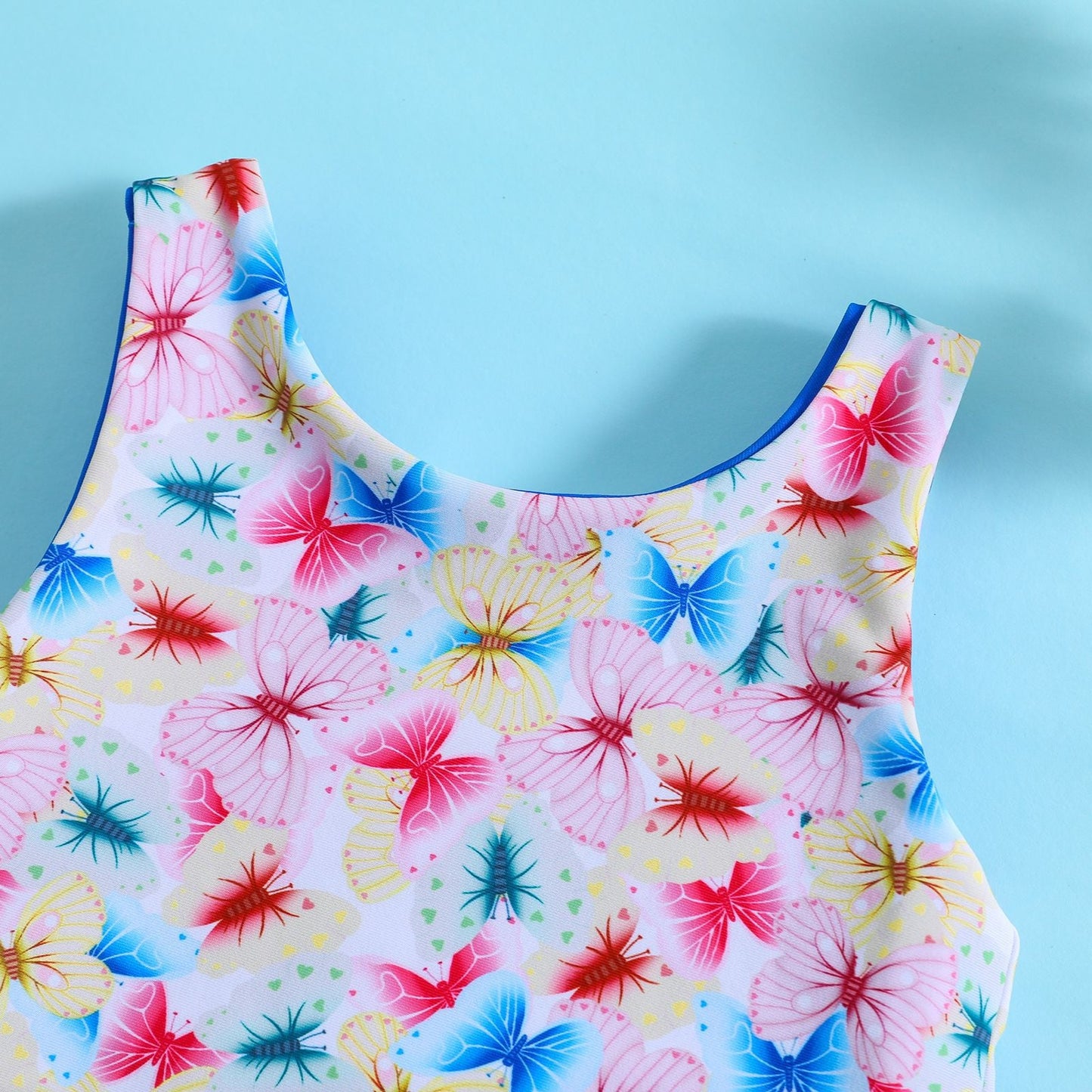 Girl Cute Floral Print Swimsuit Two-piece Set