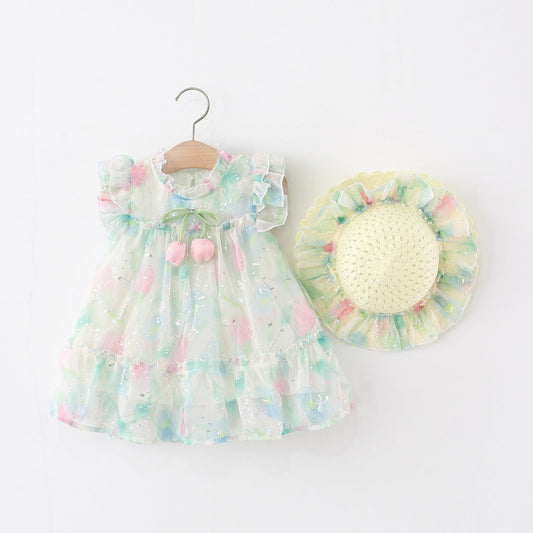 Baby Summer Floral Princess Dress Girls Vacation Dress