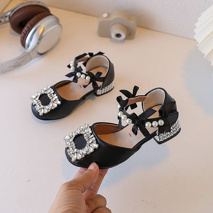 Girls New Summer Rhinestone Princess Leather Shoes