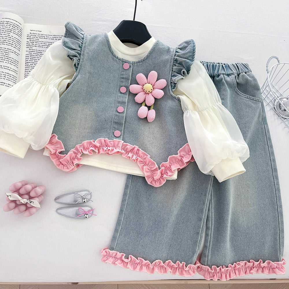 Girls Autumn Comfortable Outfit Girls Fall Elegant Outfit Three-Piece Set