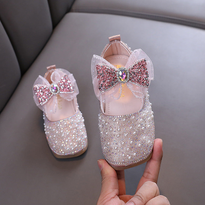 Cute Baby Girls Princess Rhinestone Leather Shoes