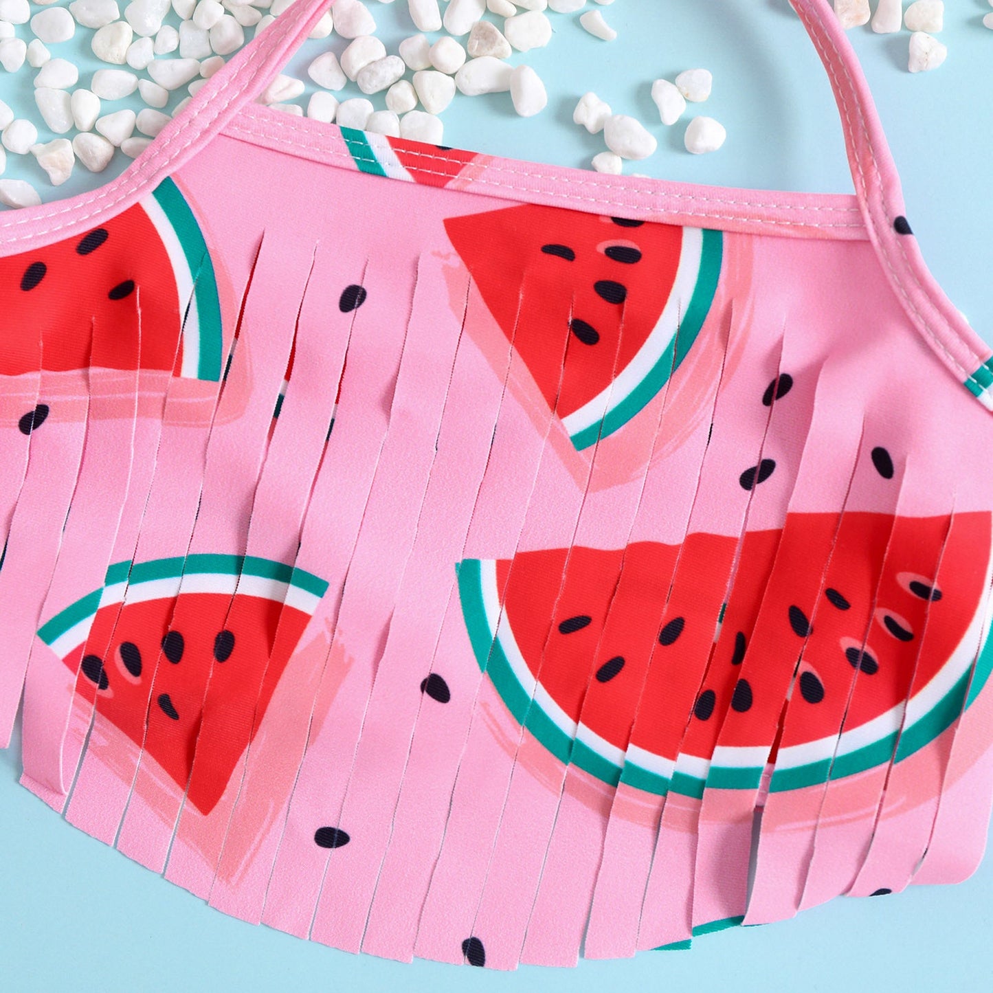 Baby Girls Swimsuit Set Cute Watermelon Bikini 3-piece Bowknot Swimsuit