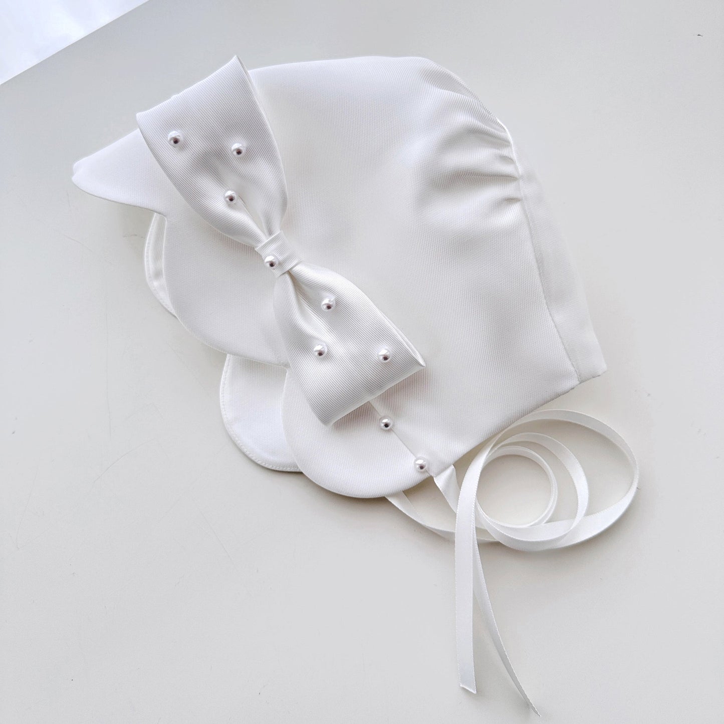 Baby Birthday Hat White Bow Pearl Girls Dress Hat