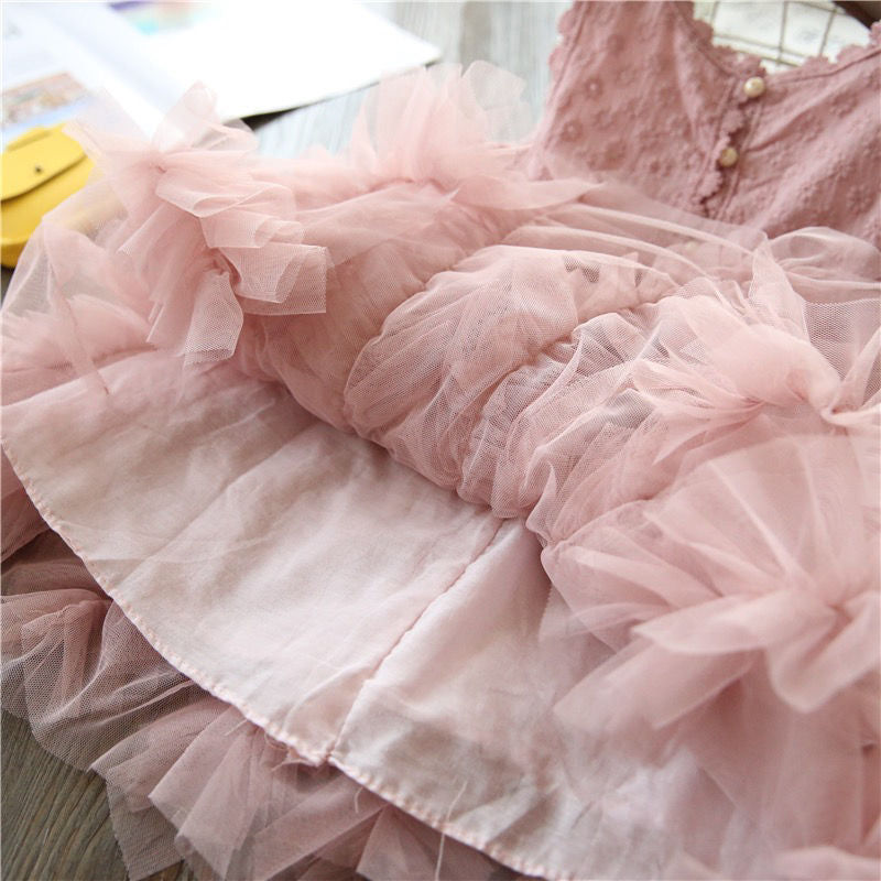 Girls Summer Birthday Party Dress Kids Lovely Lace Flower Girl Princess Dress