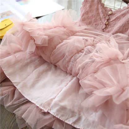 Girls Summer Birthday Party Dress Kids Lovely Lace Flower Girl Princess Dress