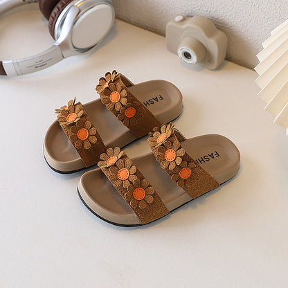 Girls New Summer Daisy Slippers