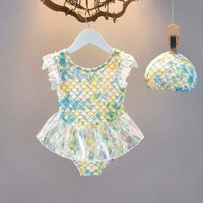 Girls' Summer Quick-Drying Mermaid Bodysuit Swimsuit