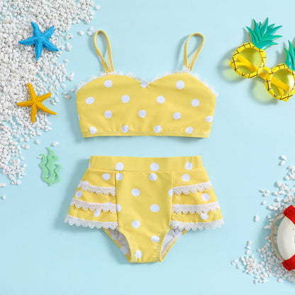 Children's Polka Dot Sling Girls Swimsuit Two-piece Set