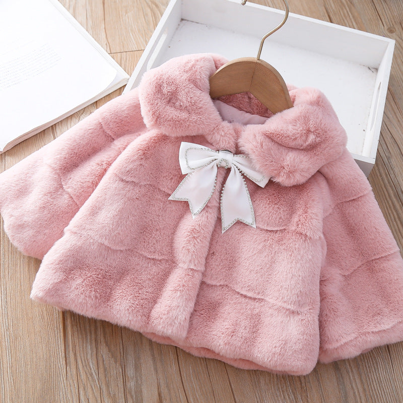 Girls Bow Winter Coat Girls Comfortable Outfit