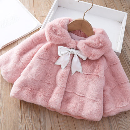 Girls Bow Winter Coat Girls Comfortable Outfit
