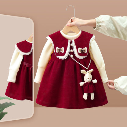 Girls Christmas Dresses Girls Princess Comfortable Outfit Two-piece Set