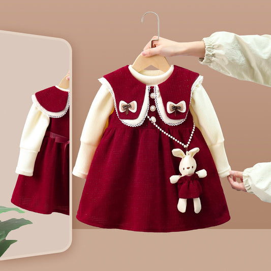 Girls Christmas Dresses Girls Princess Comfortable Outfit Two-piece Set