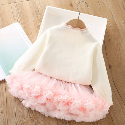 Girls Elegant School Outfit Girls Cute Birthday Outfit Two-piece Set