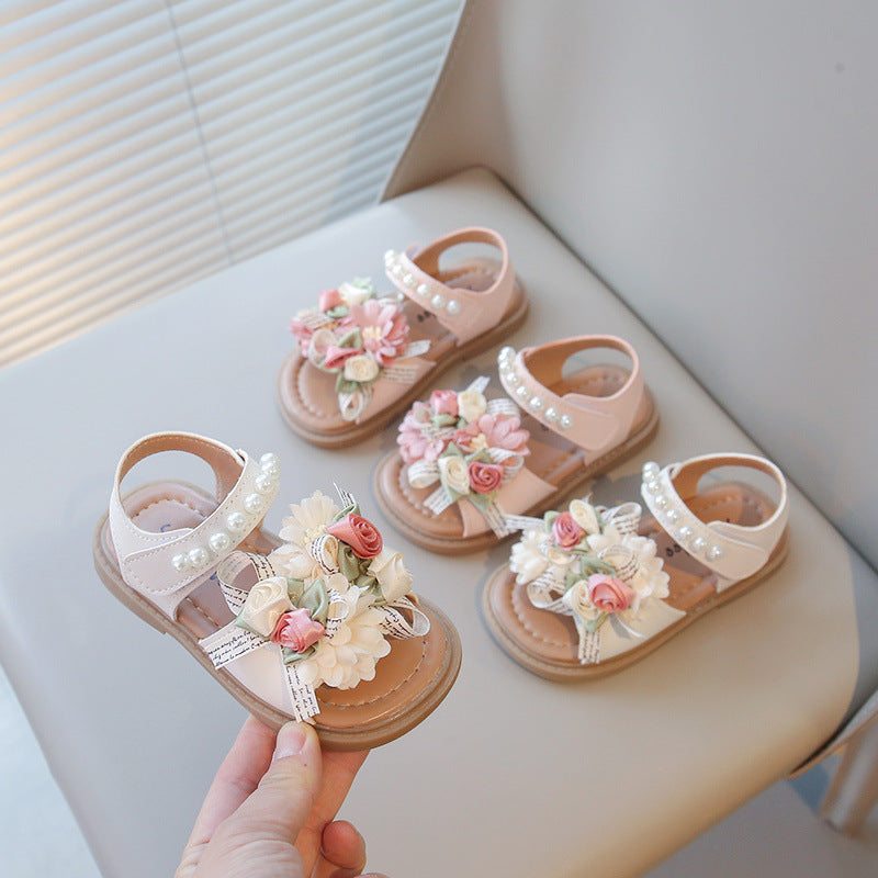 Girls' Flower Bow Soft-Soled Beach Shoes