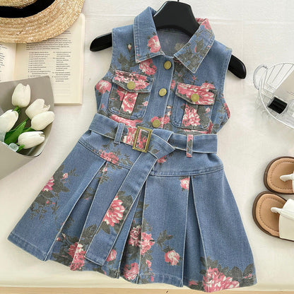 Girls Summer Floral Dress Girls Vacation Dress