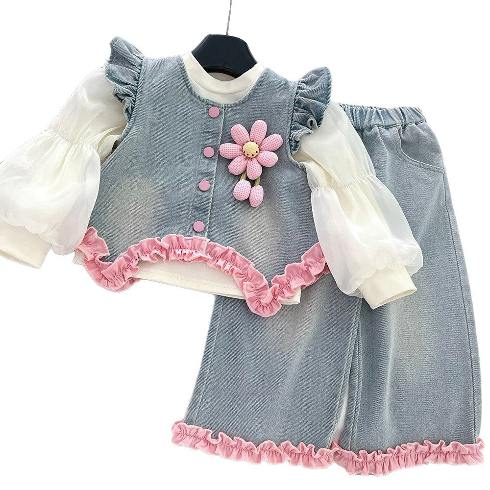 Girls Autumn Comfortable Outfit Girls Fall Elegant Outfit Three-Piece Set