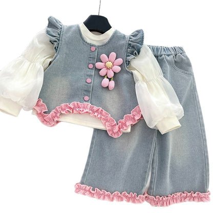 Girls Autumn Comfortable Outfit Girls Fall Elegant Outfit Three-Piece Set
