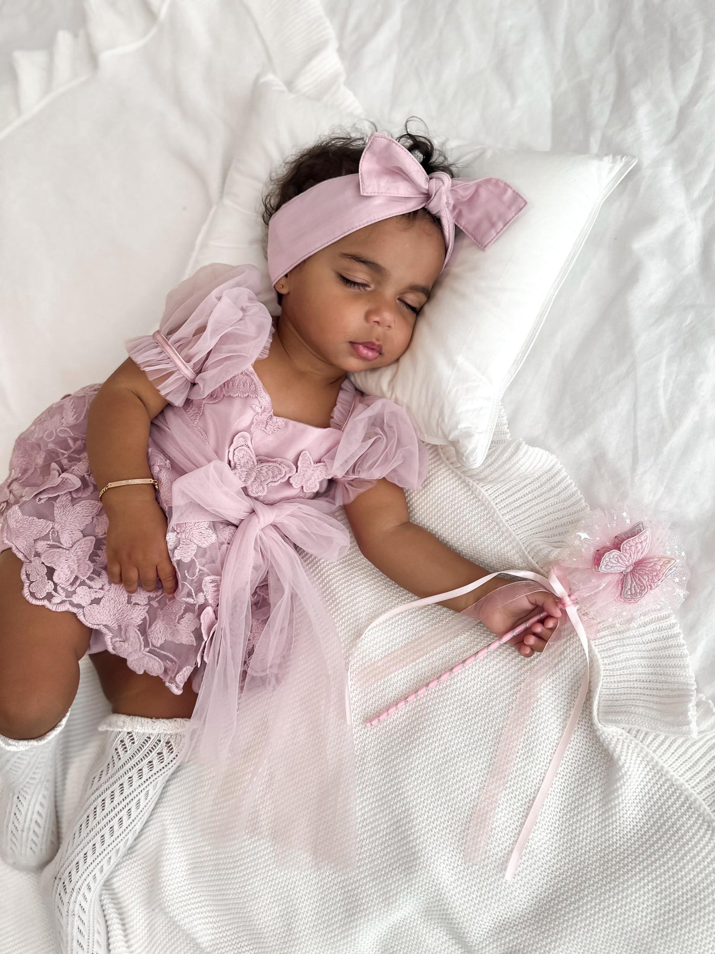 Butterfly Kisses Dusty Rose Pink Embroidered Baby Girl Party Romper