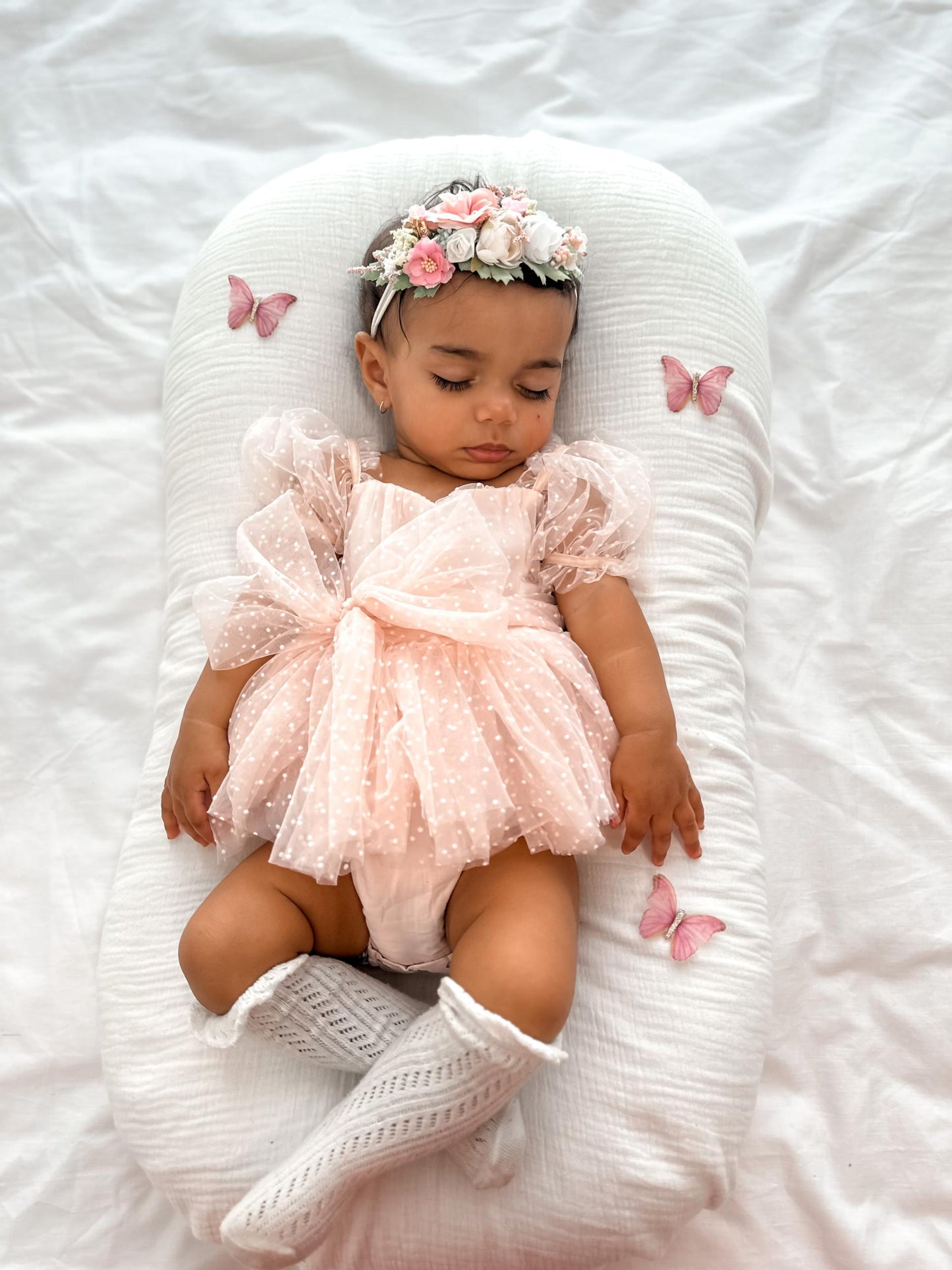Tinkerbell Romper Pastel Pink Baby Girl Tulle Party Romper
