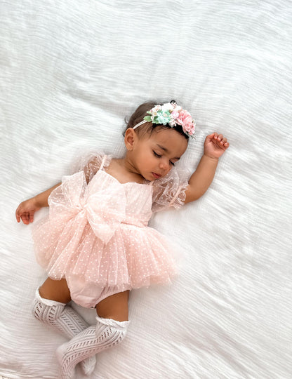 Tinkerbell Romper Pastel Pink Baby Girl Tulle Party Romper