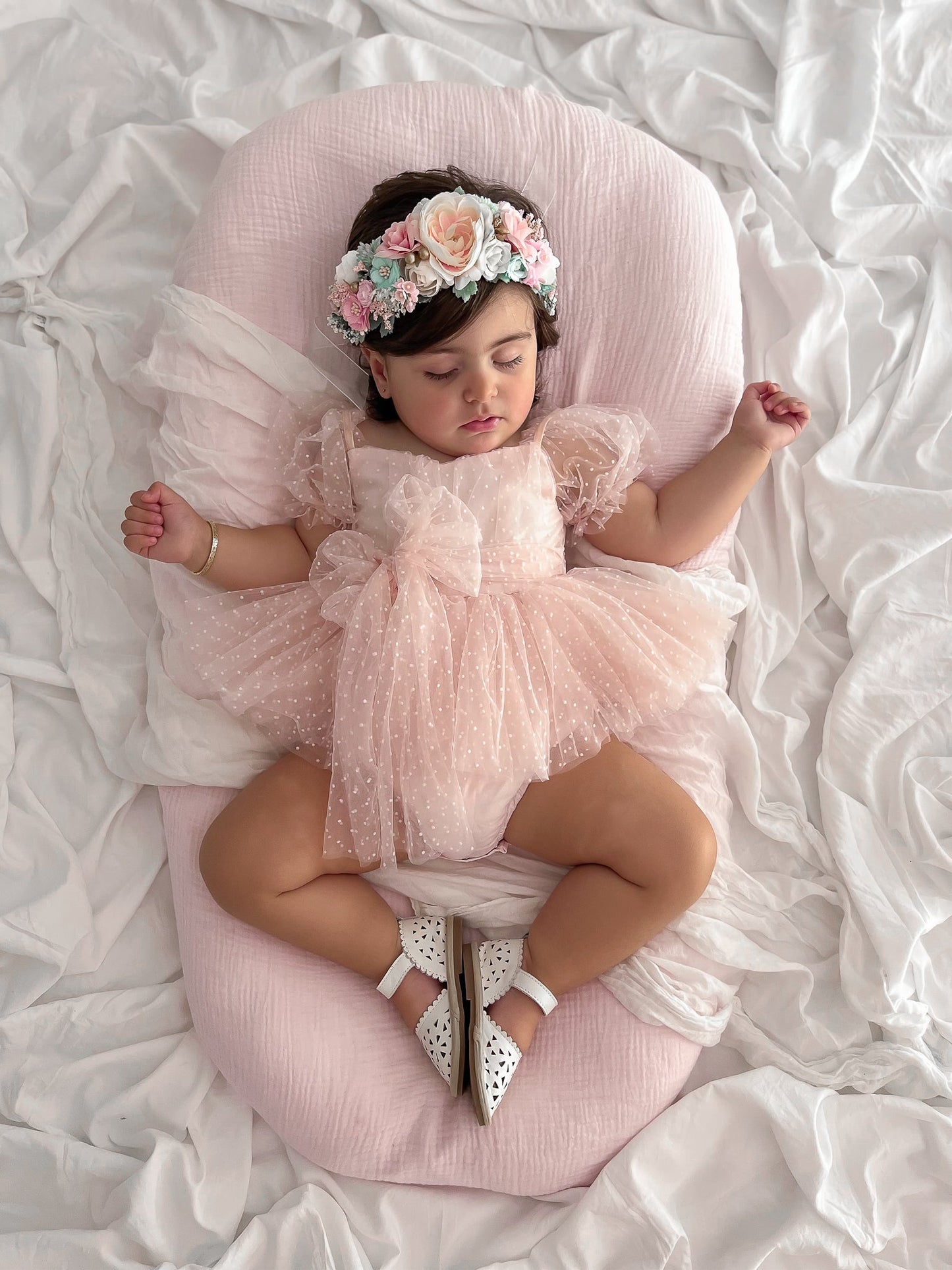 Tinkerbell Romper Pastel Pink Baby Girl Tulle Party Romper