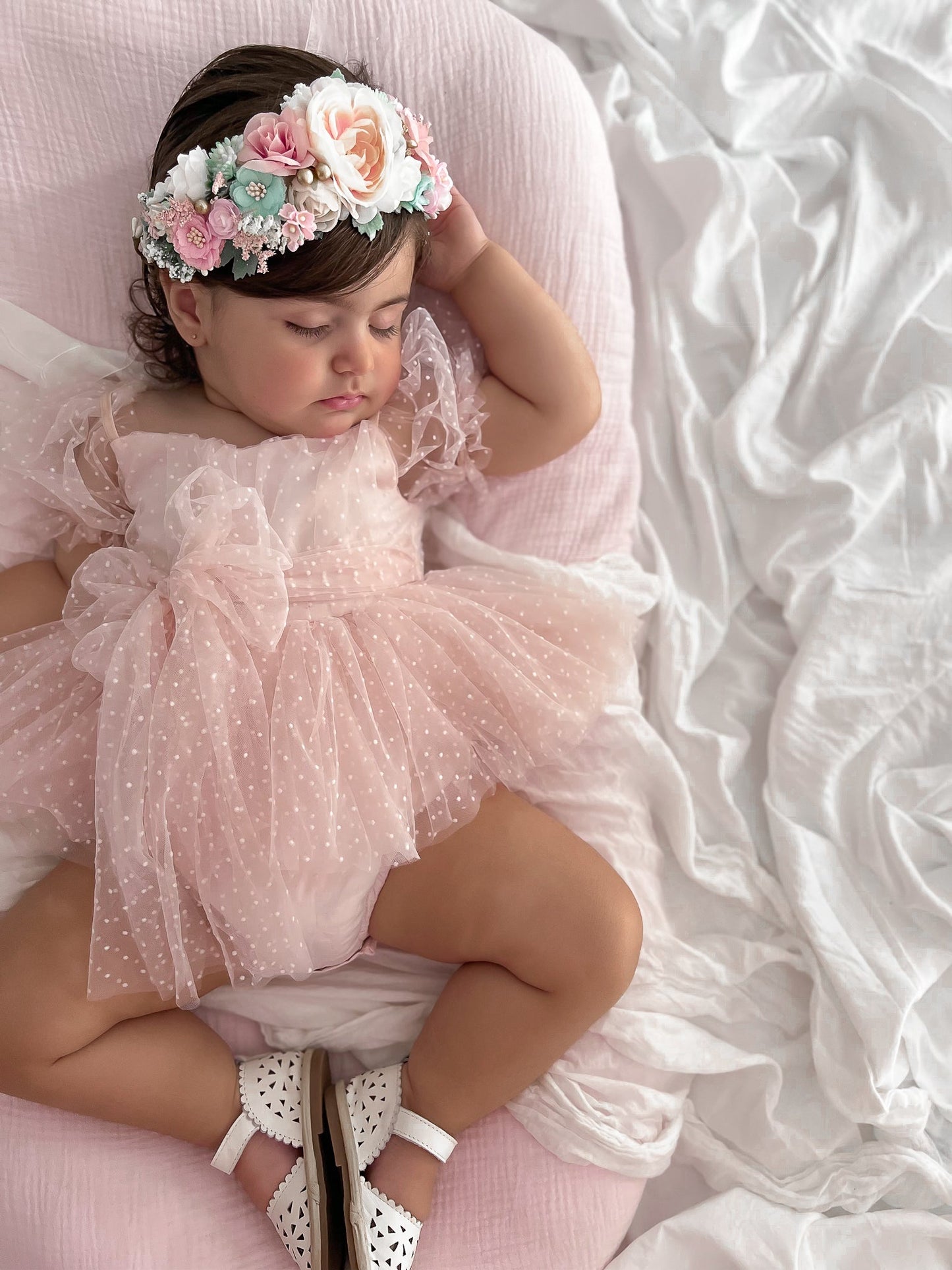 Tinkerbell Romper Pastel Pink Baby Girl Tulle Party Romper