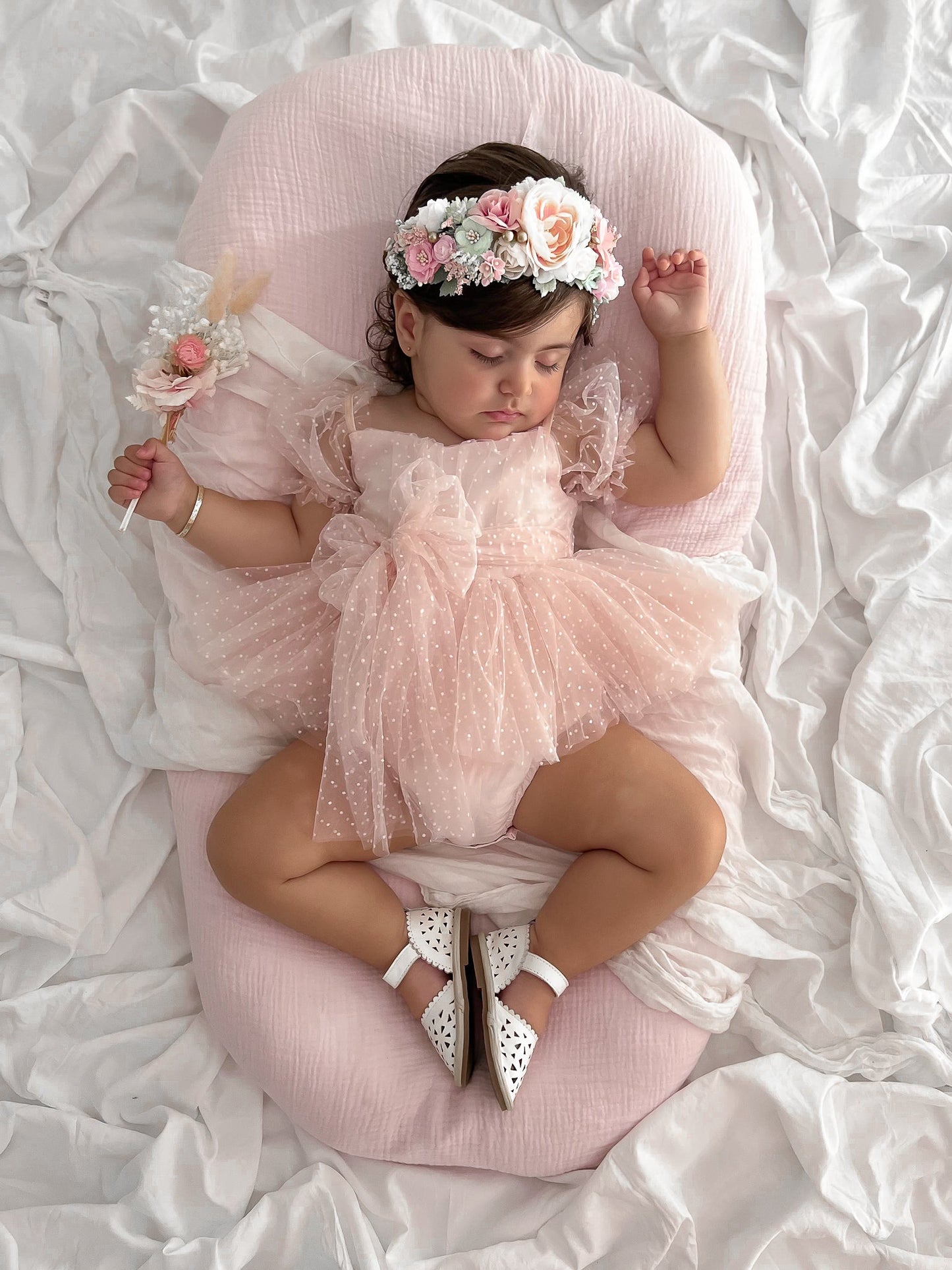 Tinkerbell Romper Pastel Pink Baby Girl Tulle Party Romper