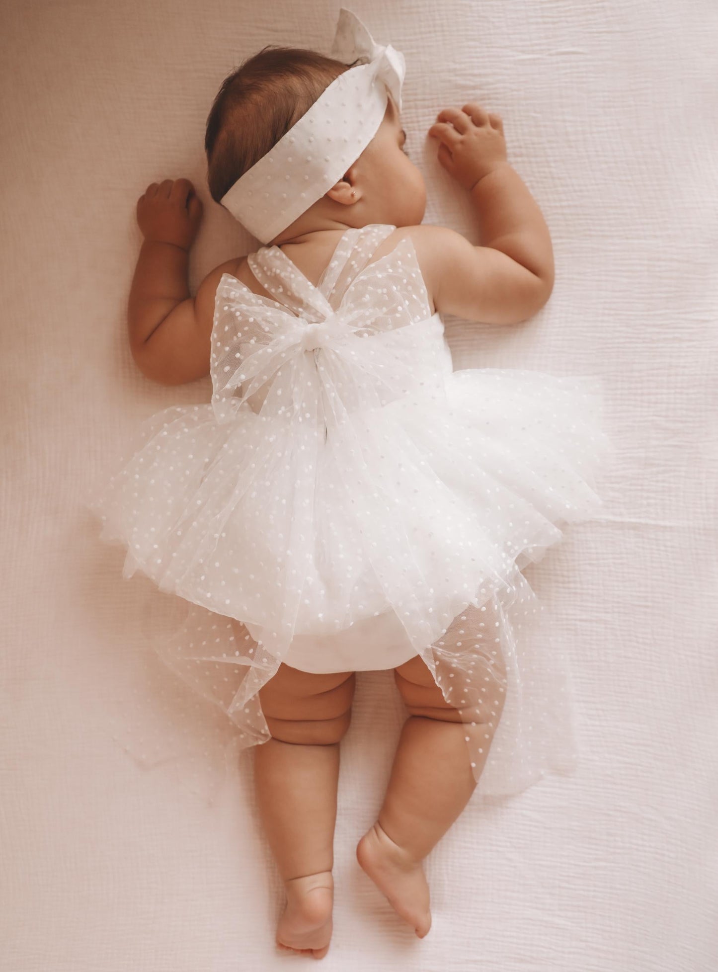 White Wildflower Baby Girl Tulle Party Romper