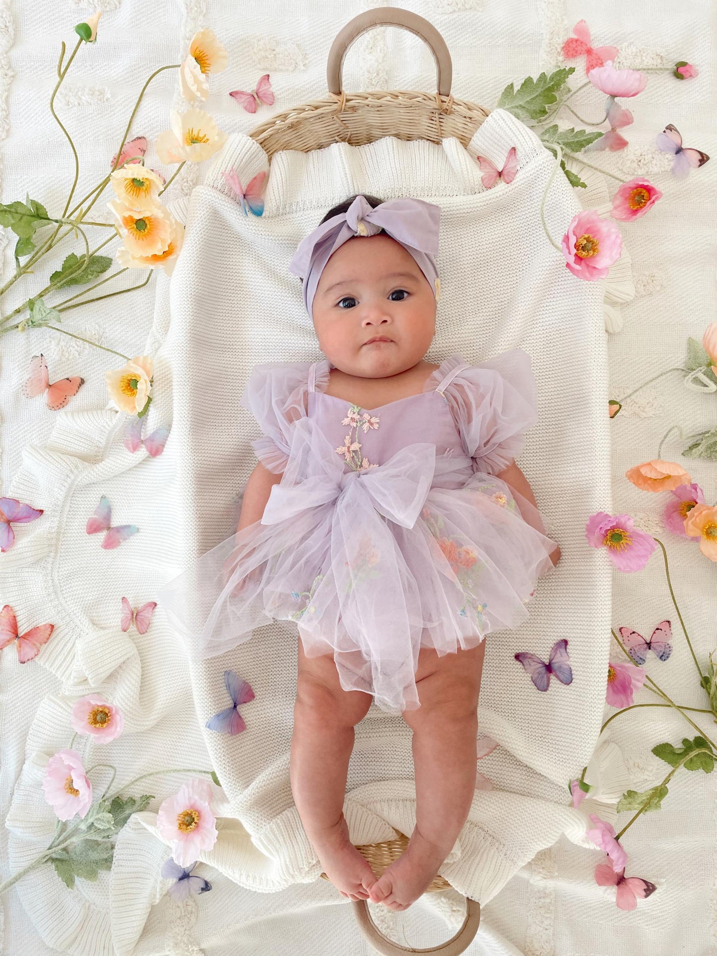 Cupcake Lavender Baby Girl Tulle Party Romper
