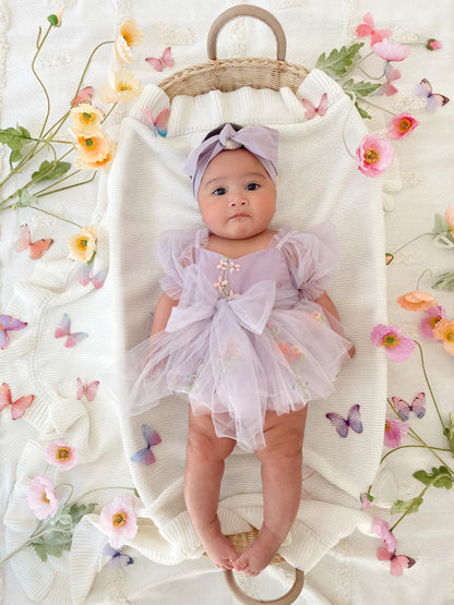 Cupcake Lavender Baby Girl Tulle Party Romper