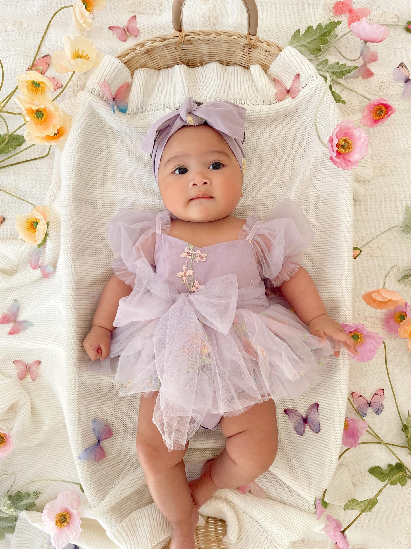 Cupcake Lavender Baby Girl Tulle Party Romper
