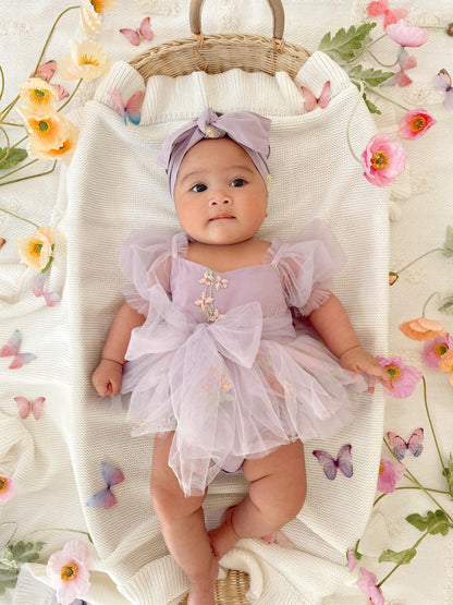 Cupcake Lavender Baby Girl Tulle Party Romper