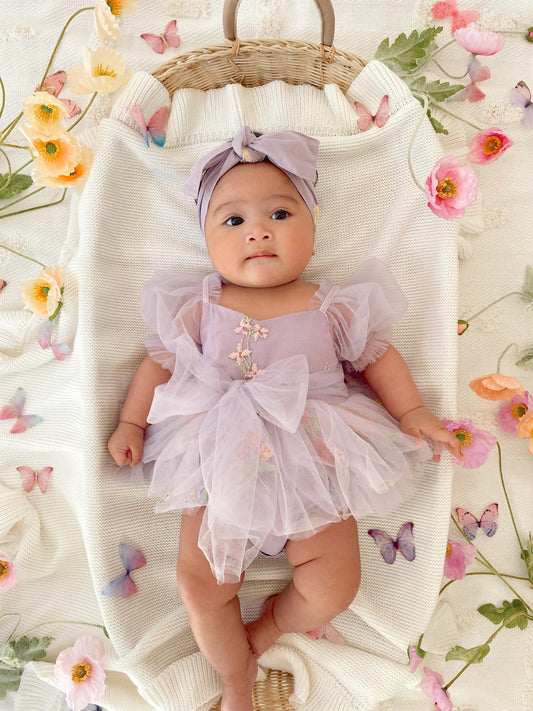 Cupcake Lavender Baby Girl Tulle Party Romper