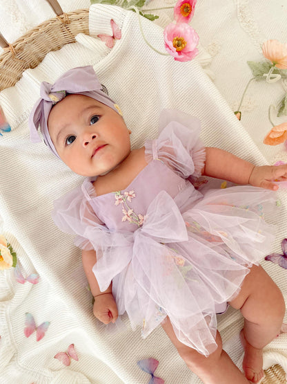 Cupcake Lavender Baby Girl Tulle Party Romper
